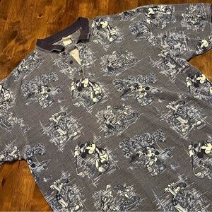 Disney Vintage 90s Mickey Goofy Polo Blue Golf Retro Shirt Size XL / 2XL